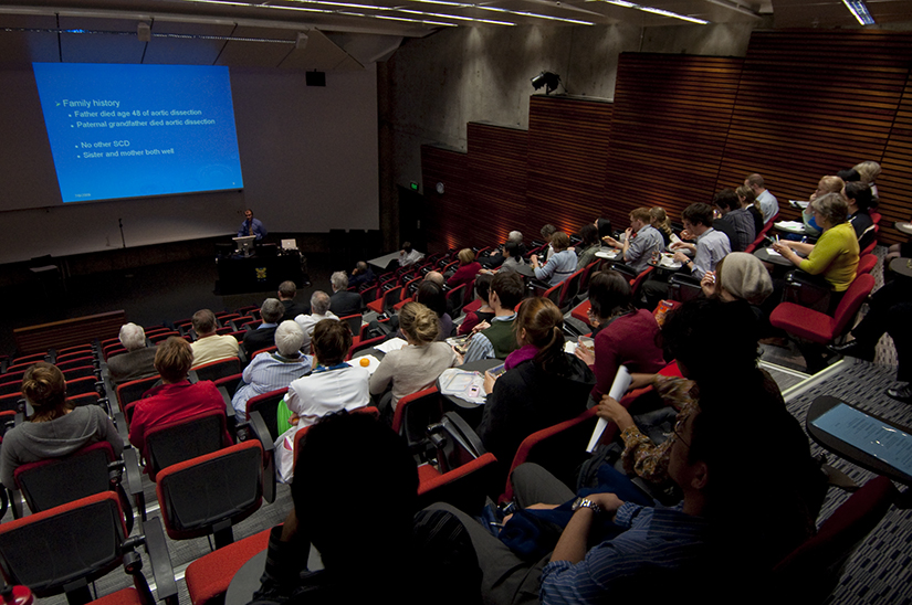 Speaker presenting in the Nordmeyer Theatre at the University of Otago, Wellington